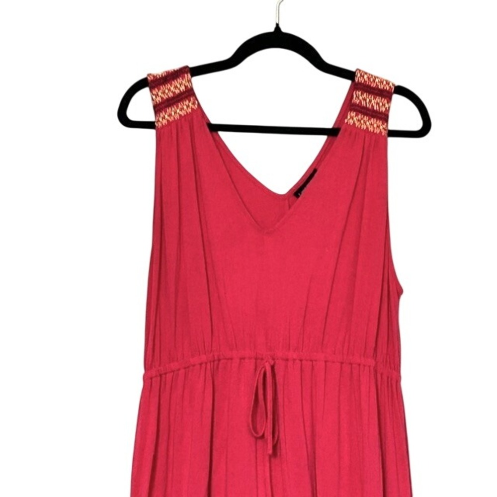 Lane‎ Bryant Pink Sleeveless V-Neck Maxi Dress Embroidered Shoulder Boho 14/16 - Picture 8 of 12